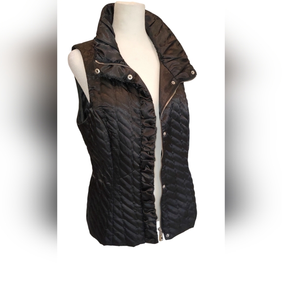 White House Black Market Women's Size Medium Quilted Black Puffer Vest - Picture 2 of 9